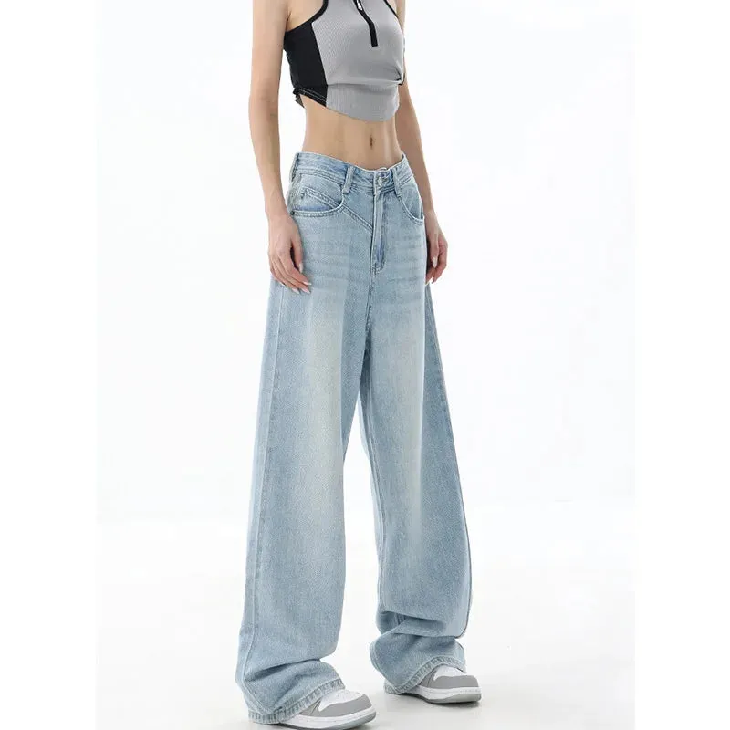 Retro Chic High Waist Wide Leg Denim Pants