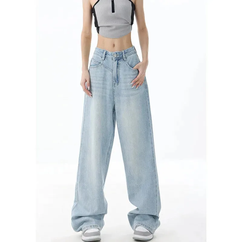 Retro Chic High Waist Wide Leg Denim Pants