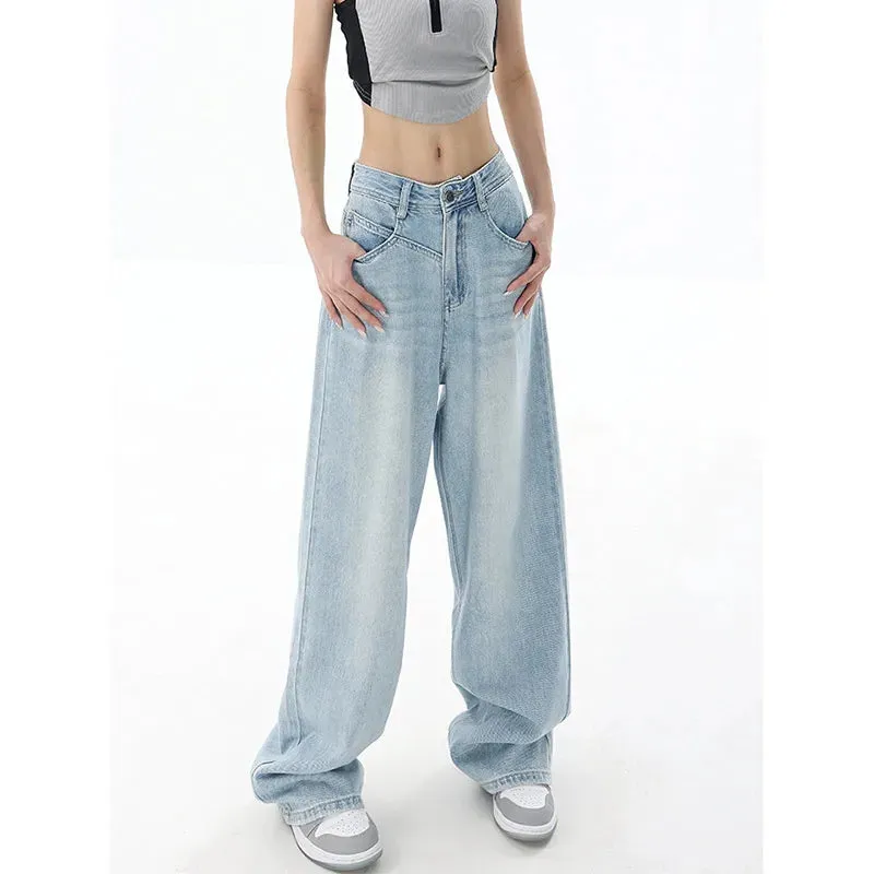 Retro Chic High Waist Wide Leg Denim Pants