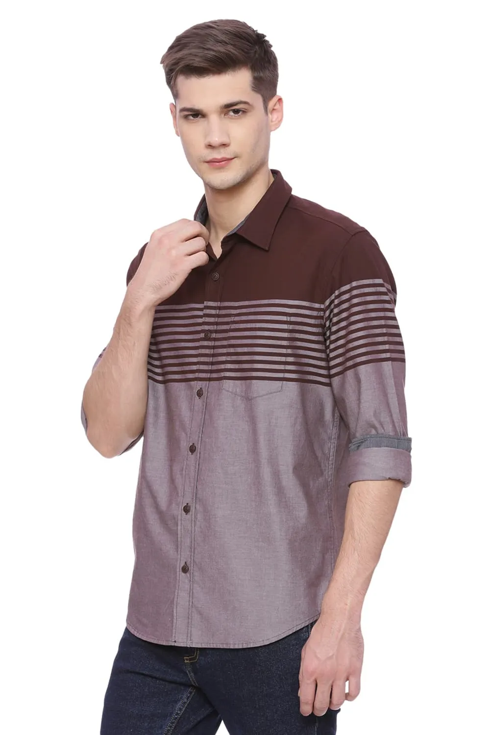 Slim Fit Engineered Stripe Shirt