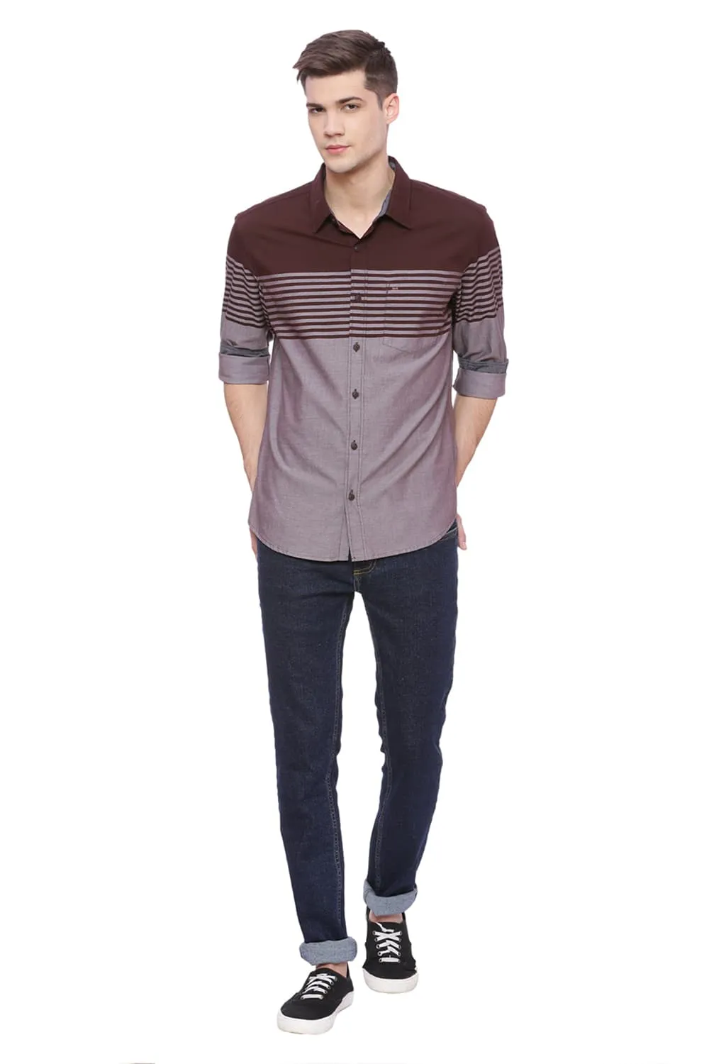 Slim Fit Engineered Stripe Shirt