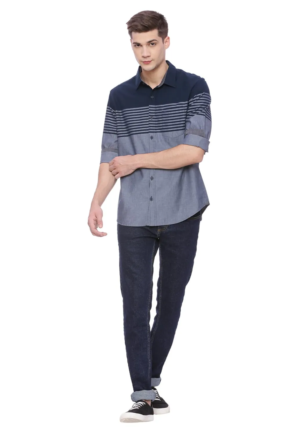 Slim Fit Engineered Stripe Shirt