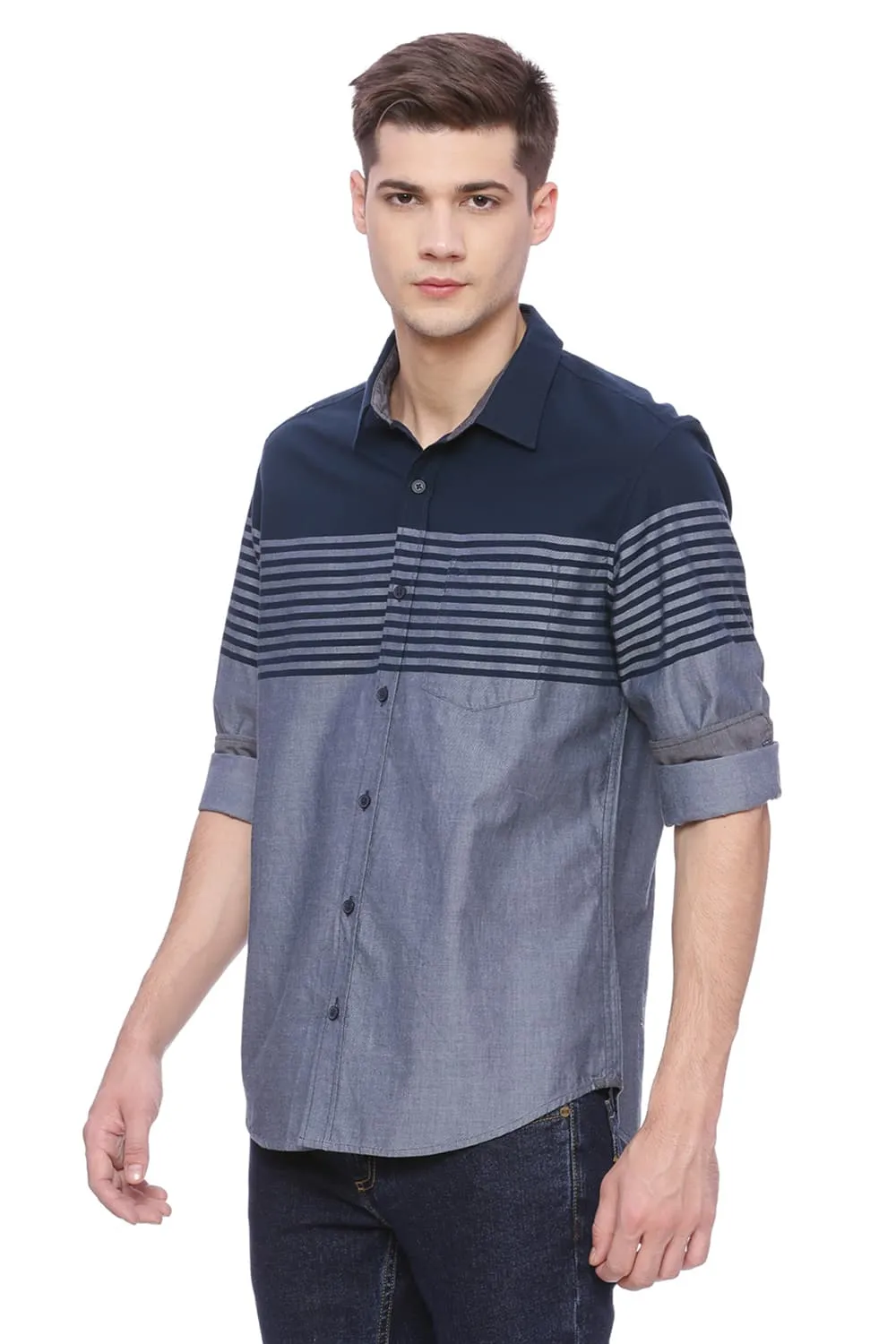 Slim Fit Engineered Stripe Shirt