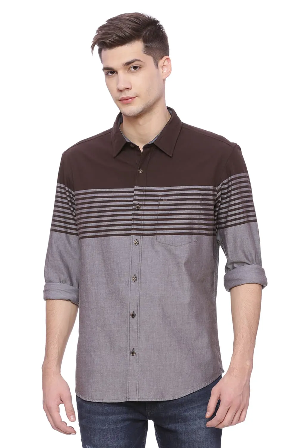 Slim Fit Engineered Stripe Shirt