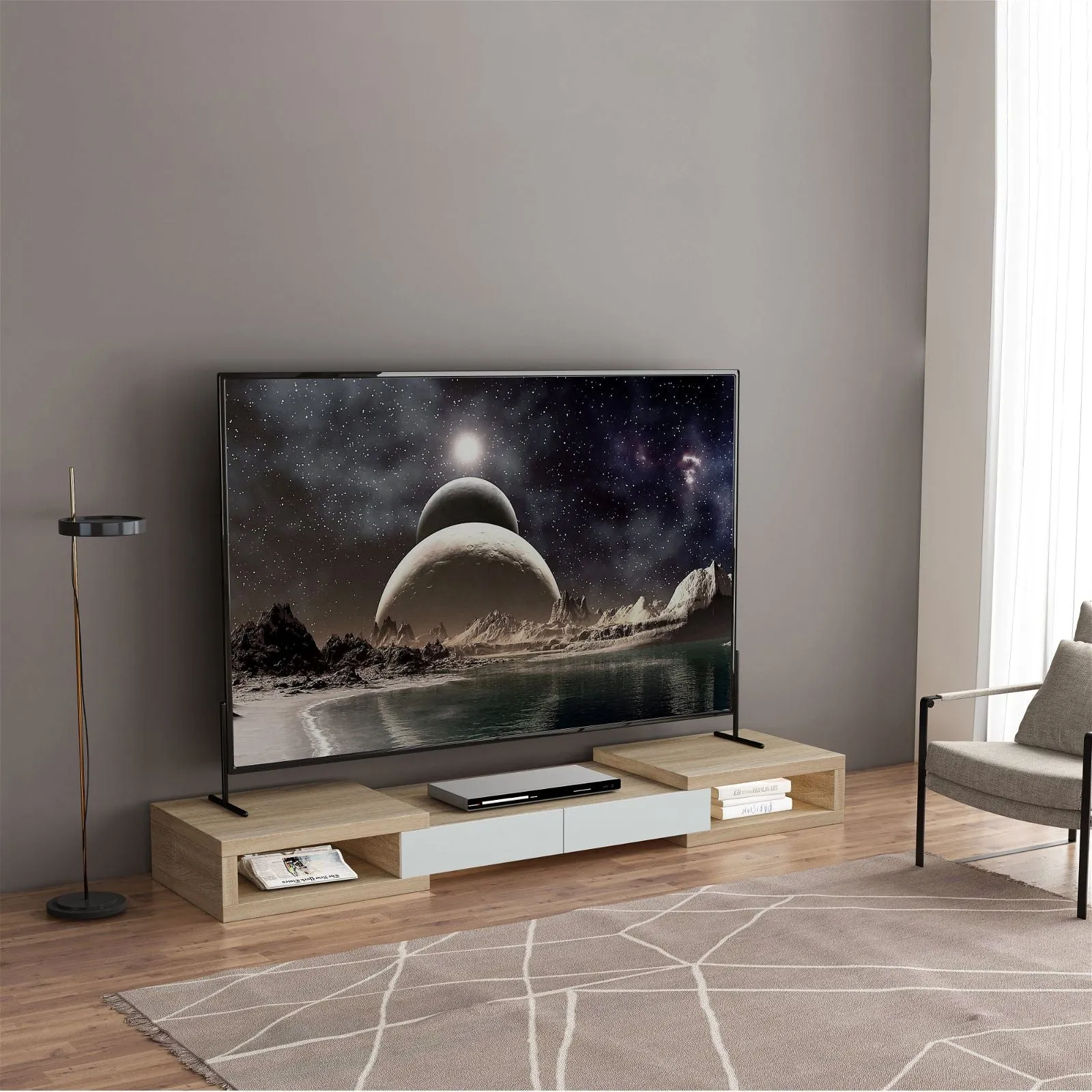 Split Expandable TV Cabinet 250cm Light Oak by Tauris™