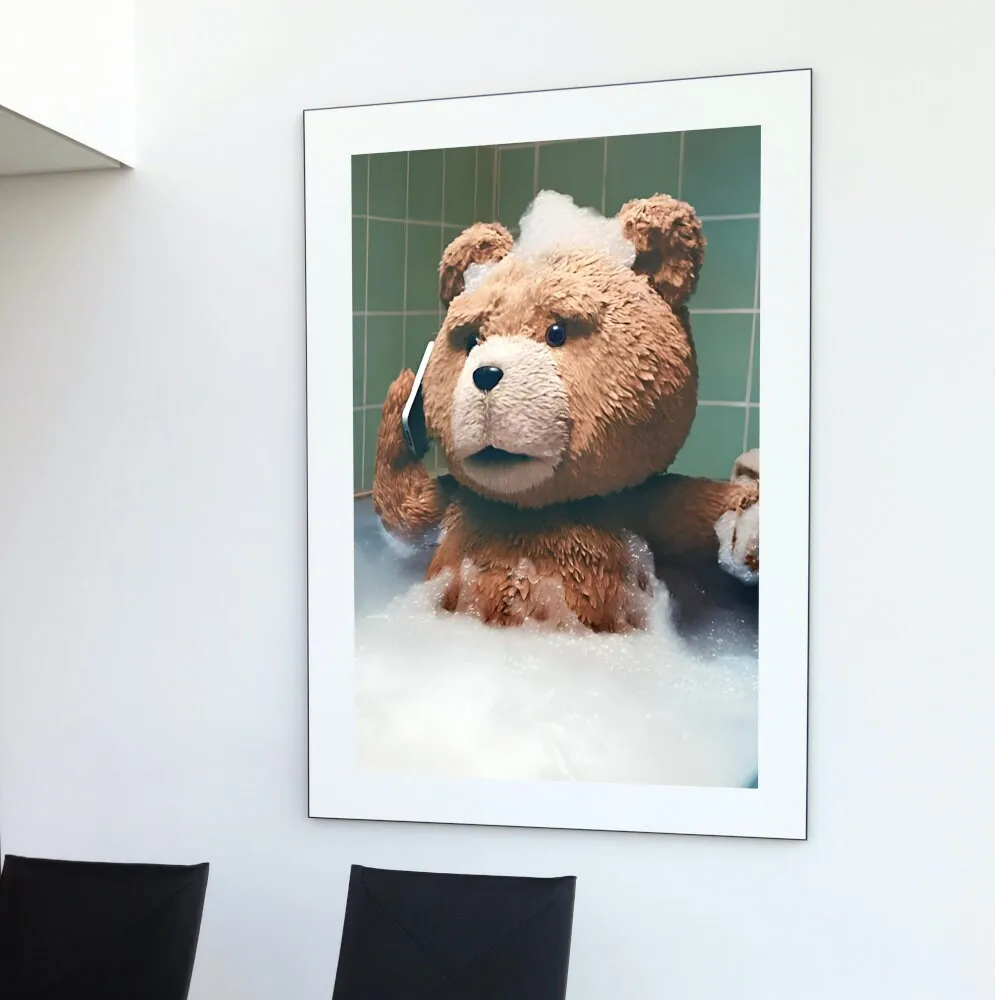 Teddy Bear In Bathtub Poster PRINTABLE ART,, Alternative Wall Art, Hypebeast Bear Poster, Avant Garde Decor, Funny Wall Art